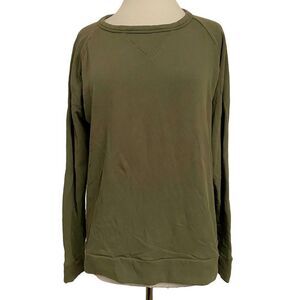 Chaser Relaxed Fit Sweatshirt Sz L Ultra Soft Olive Cotton Raglan Sleeves NWOT